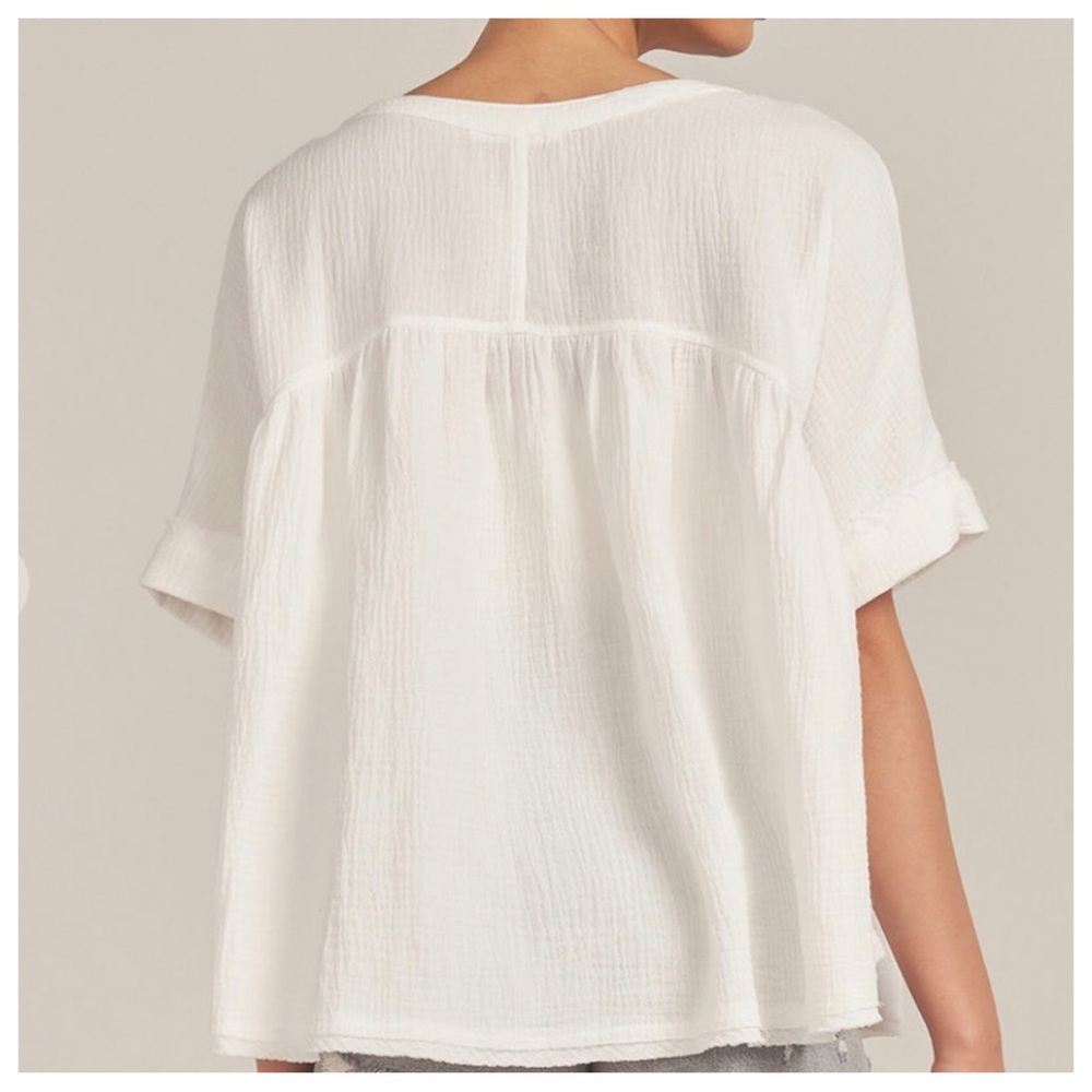 38 Boho Oversized Gauze Short Sleeve Top - Picture 2 of 5